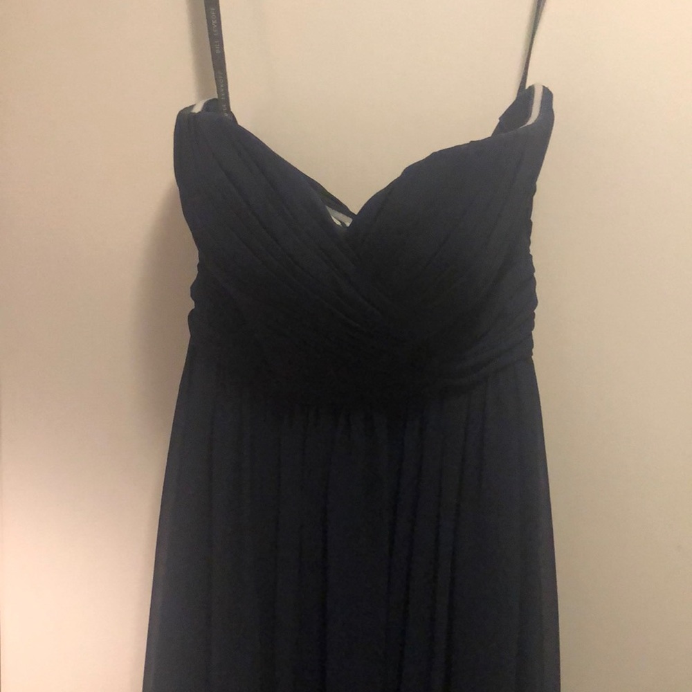 Bill Levkoff Navy Strapless Gown